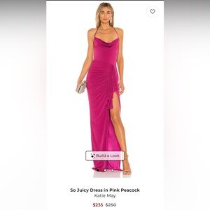 Katie May Magenta Cowl Neck Maxi Dress with Draped Side